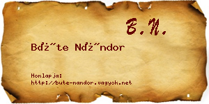 Büte Nándor névjegykártya